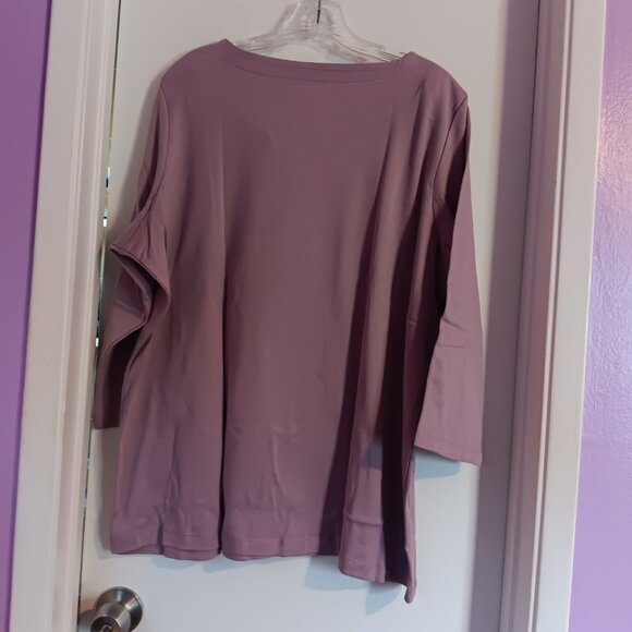 COLDWATER CREEK BESTCOTTON WOMEN'S DUSTY LILAC 2X BOATNECK TEE NWT - Picture 5 of 5